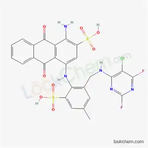 1-アミノ-4-[[2-[[(5-クロロ-2,6-ジフルオロ-4-ピリミジニル)アミノ]メチル]-4-メチル-6-スルホフェニル]アミノ]-9,10-ジヒドロ-9,10-ジオキソ-2-アントラセンスルホン酸