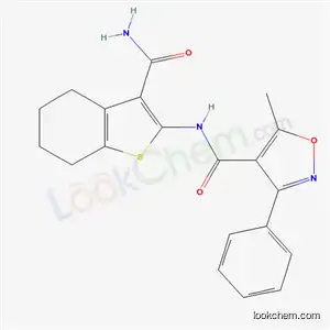 Molecular Structure of 6123-32-6 (N-(3-carbamoyl-4,5,6,7-tetrahydro-1-benzothiophen-2-yl)-5-methyl-3-phenyl-1,2-oxazole-4-carboxamide)