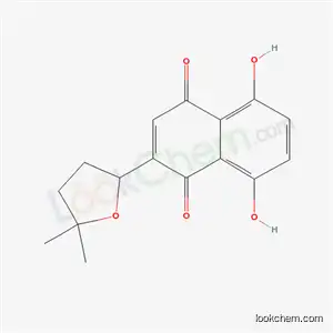 Molecular Structure of 64981-70-0 (2-(5,5-dimethyltetrahydrofuran-2-yl)-5,8-dihydroxynaphthalene-1,4-dione)