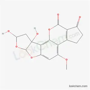 Molecular Structure of 36601-31-7 (2,3,6a,8,9,9a-Hexahydro-8,9a-dihydroxy-4-methoxycyclopenta[c]furo[3',2':4,5]furo[2,3-h][1]benzopyran-1,11-dione)