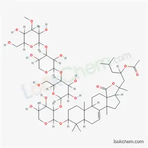 Molecular Structure of 72175-95-2 (Lanost-7-en-18-oic acid, 23-(acetyloxy)-20-hydroxy-3-((O-3-O-methyl-beta-D-glucopyranosyl-(1-3)-O-beta-D-xylopyranosyl-(1-4)-O-beta-D-glucopyranosyl-(1-2)-beta-D-xylopyranosyl)oxy)-, gamma-lactone, (3beta,23S)-)