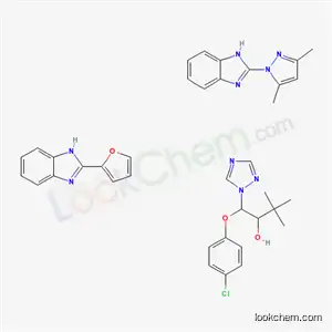 1H-1,2,4-트리아졸-1-에탄올, 베타-(4-클로로페녹시)-알파-(1,1-디메틸에틸)-, 혼합물. 2-(3,5-디메틸-1H-피라졸-1-일)-1H-벤즈이미다졸 및 2-(2-푸라닐)-1H-벤즈이미다졸