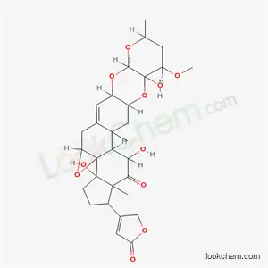 Molecular Structure of 82345-35-5 (7β,8-Epoxy-11α,14-dihydroxy-12-oxo-3β,2α-[[(2S,3S,4R,6R)-tetrahydro-3-hydroxy-4-methoxy-6-methyl-2H-pyran-2,3-diyl]bis(oxy)]carda-4,20(22)-dienolide)