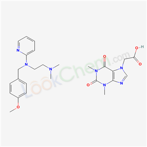 1,2,3,6-tetrahydro-1,3-dimethyl-2,6-dioxo-7H-purine-7-aceticacid,compoundwithN-(p-methoxybenzyl)-N',N'-dimethyl-N-(2-pyridyl)ethane-1,2-diamine(1:1)