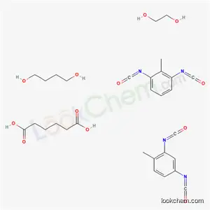 헥산 디오 산, 1,4- 부탄디올, 1,3- 디이 소시 아네 이토 -2- 메틸 벤젠, 1,3- 디이 소시 아네 이토 -4- 메틸 벤젠 및 1,2- 에탄 디올이있는 중합체