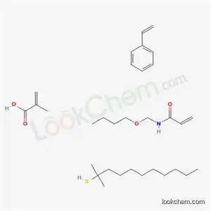 2-프로펜산, 2-메틸-, N-(부톡시메틸)-2-프로펜아미드, tert-도데칸티올 및 에테닐벤젠을 갖는 텔로머 N-부톡시메틸아크릴아미드, 메타크릴산, 스티렌, tert-도데실메르캅탄 중합체