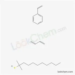tert-도데칸티올, 1,3-부타디엔 및 에테닐벤젠이 있는 텔로머