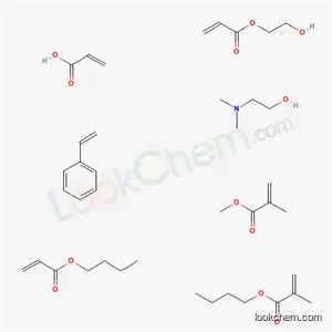 2-프로펜산, 2-메틸-, 부틸 에스테르, 부틸 2-프로페노에이트, 에테닐벤젠, 2-히드록시에틸 2-프로페노에이트, 메틸 2-메틸-2-프로페노에이트 및 2-프로페노산과의 중합체, 화합물. 2-(디메틸아미노)에탄올 함유