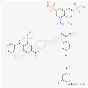 2,7-나프탈렌디술폰산, 4-아미노-5-히드록시-, 디아조화, 레조르시놀과 결합, 디아조화 5-아미노-2-(페닐아미노)벤젠술폰산 및 디아조화 4-니트로벤젠아민과 결합