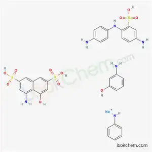 2,7-나프탈렌디술폰산, 4-아미노-5-히드록시-, 3-아미노페놀, 디아조화 5-아미노-2-[(4-아미노페닐)아미노]벤젠술폰산 및 디아조화 벤젠아민과 결합, 나트륨 염