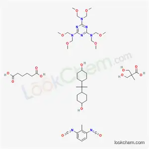 헥산디오익산, 1,3-디이소시아나토메틸벤젠 중합체, N,N,N',N',N”,N”-헥사키스(메톡시메틸)-1,3,5-트리아진-2,4,6-트리아민, 3- 하이드록시-2-(하이드록시메틸)-2-메틸프로판산 및 4,4'-(1-메틸에틸리덴)비스[사이클로헥산올]