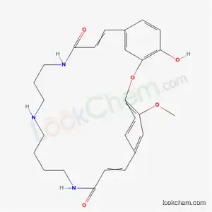 Molecular Structure of 33442-48-7 ((8E,22E)-4-hydroxy-26-methoxy-2-oxa-11,15,20-triazatricyclo[22.2.2.1~3,7~]nonacosa-1(26),3(29),4,6,8,22,24,27-octaene-10,21-dione)