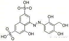 2,7-나프탈렌디술폰산, 4-[[2,4-디히드록시(히드록시메틸)페닐]아조]-5-히드록시-, 디아조화된 2-[(4-아미노페닐)아미노]-5-니트로벤젠술폰산 일나트륨 염과 결합