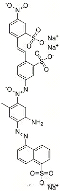トリナトリウム=4-[5-アミノ-2-メチル-4-(5-スルホナト-1-ナフチルアゾ)フェニルアゾキシ]-4′-ニトロ-2,2′-スチルベンジスルホナート