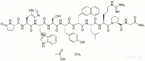 5-OXO-L-PROLYL-L-HISTIDYL-L-TRYPTOPHYL-L-SERYL-L-TYROSYL-3-(2-NAPHTHYL)-D-ALANYL-L-LEUCYL-L-ARGINYL-L-PROLYLGLYCINAMIDE 아세테이트 수화물