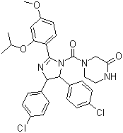 Nutlin-3;4-(4,5-bis(4-chlorophenyl)-2-(2-isopropoxy-4-methoxyphenyl)-4,5-dihydro-1H-imidazole-1-carbonyl)piperazin-2-one