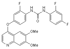 Ki8751;N-(2,4-difluorophenyl)-N'-[4-[(6,7-dimethoxy-4-quinolinyl)oxy]-2-fluorophenyl]-urea