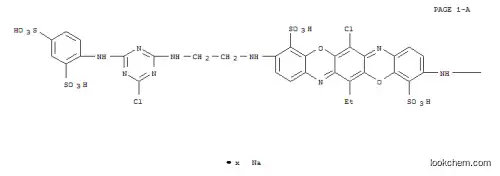 6-Chloro-3,10-bis[2-[4-chloro-6-(2,4-disulfophenylamino)-1,3,5-triazin-2-ylamino]ethylamino]-13-ethylbenzo[5,6][1,4]
옥소 지노 [2,3-b] 페녹 사진 -4,11- 디 술폰산, 나트륨 염