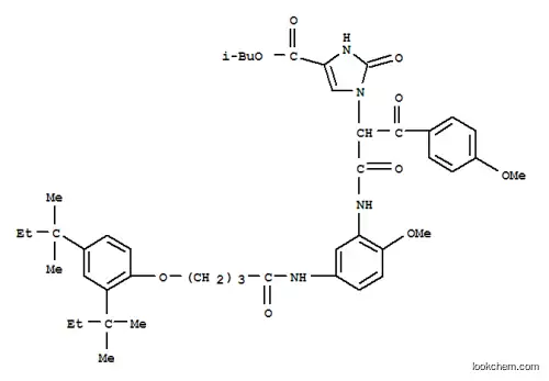 2-メチルプロピル 1-{1-[(5-{4-[2,4-ビス(2-メチルブタン-2-イル)フェノキシ]ブタンアミド}-2-メトキシフェニル)カルバモイル]-2-(4-メトキシフェニル)-2-オキソエチル}-2-オキソ-2,3-ジヒドロ-1H-イミダゾール-4-カルボキシラート
