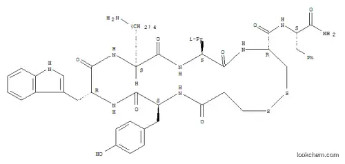 3-머캅토프로피오닐-Tyr-D-Trp-Lys-Val-Cys-Phe-NH2, (Deamino-Cys1과 Cys6 사이의 이황화 결합)