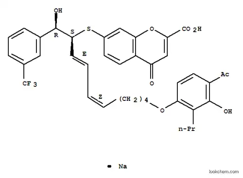 7-[[(1S,2E,4Z)-9-(4-アセチル-3-ヒドロキシ-2-プロピルフェノキシ)-1-[(αR)-α-ヒドロキシ-3-(トリフルオロメチル)ベンジル]-2,4-ノナジエニル]チオ]-4-オキソ-4H-1-ベンゾピラン-2-カルボン酸ナトリウム