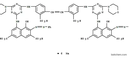4,4′-[1,2-エテンジイルビス[(3-ソジオスルホ-4,1-フェニレン)イミノ[6-(4-モルホリニル)-1,3,5-トリアジン-4,2-ジイル]イミノ]]ビス[5-ヒドロキシ-6-(フェニルアゾ)-2,7-ナフタレンジスルホン酸ジナトリウム]