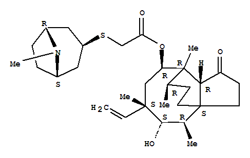 Retapamulin;SB-275833;Aceticacid,2-[[(3-exo)-8-methyl-8-azabicyclo[3.2.1]oct-3-yl]thio]-,(3aS,4R,5S,6S,8R,9R,9aR,10R)-6-ethenyldecahydro-5-hydroxy-4,6,9,10-tetramethyl-1-oxo-3a,9-propano-3aH-cyclopent