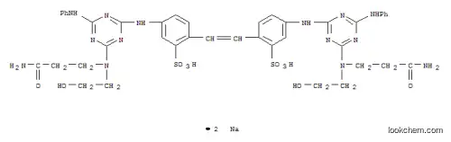4,4′-ビス{4-アニリノ-6-[N-(2-ヒドロキシエチル)-N-(2-カルバモイルエチル)]アミノ-1,3,5-トリアジン-2-イルアミノ}-2,2′-スチルベンジスルホン酸の二ナトリウム塩