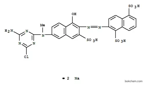 2-[[6-[(4-アミノ-6-クロロ-1,3,5-トリアジン-2-イル)メチルアミノ]-1-ヒドロキシ-3-スルホ-2-ナフチル]アゾ]-1,5-ナフタレンジスルホン酸/ナトリウム,(1:2)