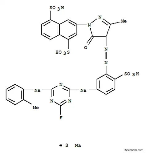 2-[3-{1-(4,8-ジスルホ-2-ナフチル)-3-メチル-5-ピラゾロン-4-イルアゾ}-4-スルホアニリノ]-4-フルオロ-6-o-トルイジノ-1,3,5-トリアジンのナトリウム塩