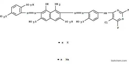 4-アミノ-3-[[5-[(5-クロロ-2,6-ジフルオロ-4-ピリミジニル)アミノ]-2-スルホフェニル]アゾ]-6-[(2,5-ジスルホフェニル)アゾ]-5-ヒドロキシ-2,7-ナフタレンジスルホン酸/カリウム/ナトリウム,(1:x:x)