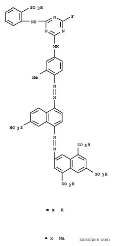 7-[[4-[[4-[[4-フルオロ-6-[(2-スルホフェニル)アミノ]-1,3,5-トリアジン-2-イル]アミノ]-2-メチルフェニル]アゾ]-7-スルホ-1-ナフチル]アゾ]-1,3,5-ナフタレントリスルホン酸/カリウム/ナトリウム