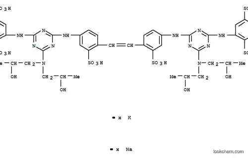 1,4-벤젠디술폰산, 2,2'-[1,2-에텐디일비스[(3-술포-4,1-페닐렌)이미노[6-[비스(2-히드록시프로필)아미노]-1,3,5- 트리아진-4,2-디일]이미노]]비스-, 칼륨 나트륨 염