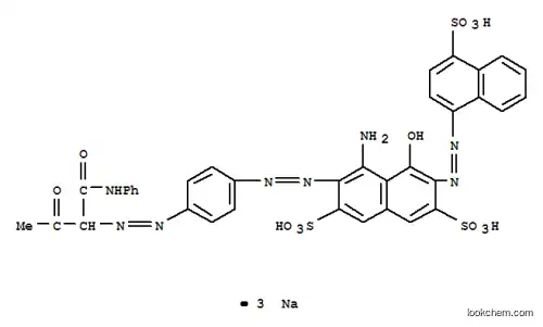 4-アミノ-5-ヒドロキシ-3-[[4-[[2-オキソ-1-[(フェニルアミノ)カルボニル]プロピル]アゾ]フェニル]アゾ]-6-[(4-スルホ-1-ナフチル)アゾ]-2,7-ナフタレンジスルホン酸トリナトリウム