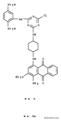 2-[[4-[[4-[[(4-アミノ-9,10-ジヒドロ-9,10-ジオキソ-3-スルホアントラセン)-1-イル]アミノ]シクロヘキシル]アミノ]-6-クロロ-1,3,5-トリアジン-2-イル]アミノ]-1,4-ベンゼンジスルホン酸/カリウム/ナトリウム,(1:x:x)