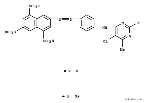 7-[[4-[(5-클로로-2-플루오로-6-메틸-4-피리미디닐)아미노]페닐]아조]나프탈렌-1,3,5-트리술폰산, 칼륨 나트륨 염