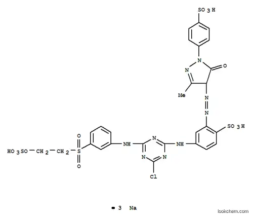4-[[4-クロロ-6-[[3-[[2-(スルホオキシ)エチル]スルホニル]フェニル]アミノ]-1,3,5-トリアジン-2-イル]アミノ]-2-[[[4,5-ジヒドロ-3-メチル-5-オキソ-1-(4-スルホフェニル)-1H-ピラゾール]-4-イル]アゾ]ベンゼンスルホン酸トリナトリウム