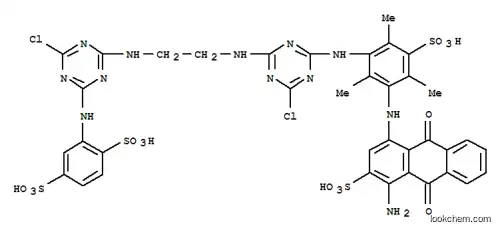 2-({4-[(2-{[4-({3-[(4-アミノ-9,10-ジオキソ-3-スルホ-9,10-ジヒドロアントラセン-1-イル)アミノ]-2,4,6-トリメチル-5-スルホフェニル}アミノ)-6-クロロ-1,3,5-トリアジン-2-イル]アミノ}エチル)アミノ]-6-クロロ-1,3,5-トリアジン-2-イル}アミノ)ベンゼン-1,4-ジスルホン酸