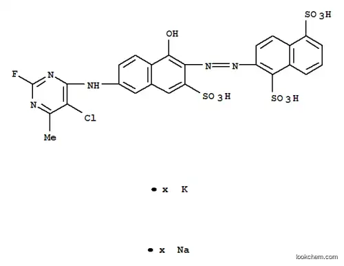 2-[[6-[(5-クロロ-2-フルオロ-6-メチル-4-ピリミジニル)アミノ]-1-ヒドロキシ-3-スルホ-2-ナフタレニル]アゾ]-1,5-ナフタレンジスルホン酸/カリウム/ナトリウム,(1:x:x)