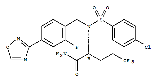 Avagacestat(BMS-708163);(2R)-2-(N-(2-fluoro-4-(1,2,4-oxadiazol-3-yl)benzyl)-4-chlorophenylsulfonamido)-5,5,5-trifluoropentanamide