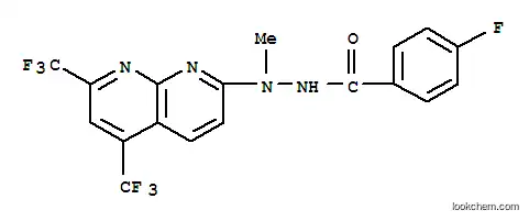 벤조산, 4-플루오로-, 2-[5,7-비스(트리플루오로메틸)-1,8-나프티리딘-2-일]-2-메틸히드라지드(9CI)