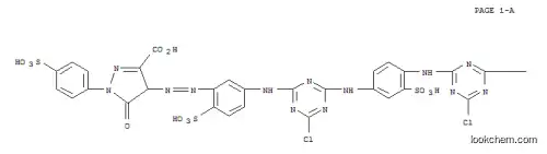 4,4′-[(2-スルホ-1,4-フェニレン)ビス[イミノ(6-クロロ-1,3,5-トリアジン-4,2-ジイル)イミノ(6-スルホ-3,1-フェニレン)アゾ]]ビス[4,5-ジヒドロ-5-オキソ-1-(4-スルホフェニル)-1H-ピラゾール-3-カルボン酸]