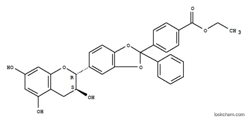 4-[5-[[(2R,3S)-3,4-ジヒドロ-3,5,7-トリヒドロキシ-2H-1-ベンゾピラン]-2-イル]-2-フェニル-1,3-ベンゾジオキソール-2-イル]安息香酸エチル