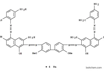 4-[6-アミノ-5-(2-カルボキシ-4-ニトロフェニルアゾ)-1-ヒドロキシ-3-スルホ-2-ナフチルアゾ]-4′-[6-アニリノ-1-ヒドロキシ-3-スルホ-5-(2,5-ジスルホフェニルアゾ)-2-ナフチルアゾ]-3,3′-ジメトキシビフェニルの四ナトリウム塩