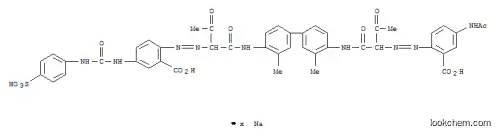 2-[[1-[[[4′-[[2-[[4-(アセチルアミノ)-2-カルボキシフェニル]アゾ]-1,3-ジオキソブチル]アミノ]-3,3′-ジメチル-1,1′-ビフェニル-4-イル]アミノ]カルボニル]-2-オキソプロピル]アゾ]-5-[[[(4-スルホフェニル)アミノ]カルボニル]アミノ]安息香酸/ナトリウム,(1:x)