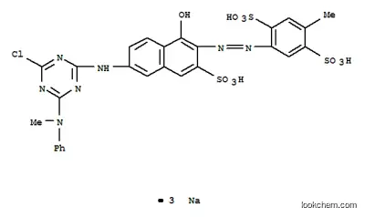 トリナトリウム=2-{6-[4-クロロ-6-(N-メチルアニリノ)-1,3,5-トリアジン-2-イルアミノ]-1-ヒドロキシ-3-スルホナト-2-ナフチルアゾ}-5-メチル-1,4-ベンゼンジスルホナート
