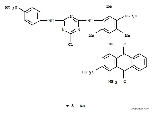 1-アミノ-4-[[3-[[4-クロロ-6-[[4-(ソジオオキシスルホニル)フェニル]アミノ]-1,3,5-トリアジン-2-イル]アミノ]-5-(ソジオオキシスルホニル)-2,4,6-トリメチルフェニル]アミノ]-9,10-ジヒドロ-9,10-ジオキソ-2-アントラセンスルホン酸ナトリウム