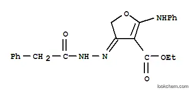 3-푸란카르복실산, 4,5-디히드로-4-[(페닐아세틸)히드라조노]-2-(페닐아미노)-, 에틸 에스테르 (9CI)