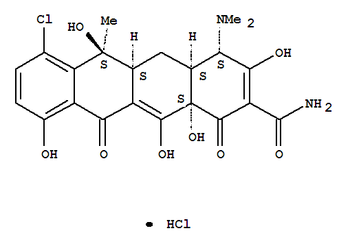 ChlortetracyclineHCl;2-Naphthacenecarboxamide,7-chloro-4-(dimethylamino)-1,4,4a,5,5a,6,11,12a-octahydro-3,6,10,12,12a-pentahydroxy-6-methyl-1,11-dioxo-,hydrochloride(1:1),(4S,4aS,5aS,6S,12aS)-