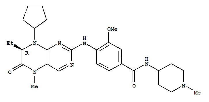 BI2536;(R)-4-(8-cyclopentyl-7-ethyl-5-methyl-6-oxo-5,6,7,8-tetrahydropteridin-2-ylamino)-3-methoxy-N-(1-methylpiperidin-4-yl)benzamide